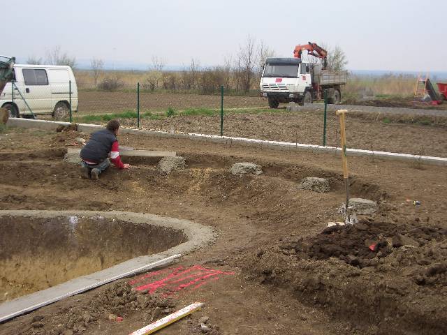 CIMG3643 Um den Teich kommt ein Kranz aus Sandstein-Pflastersteinen. Sieht nett aus und ist praktisch beim Rasenmhen.